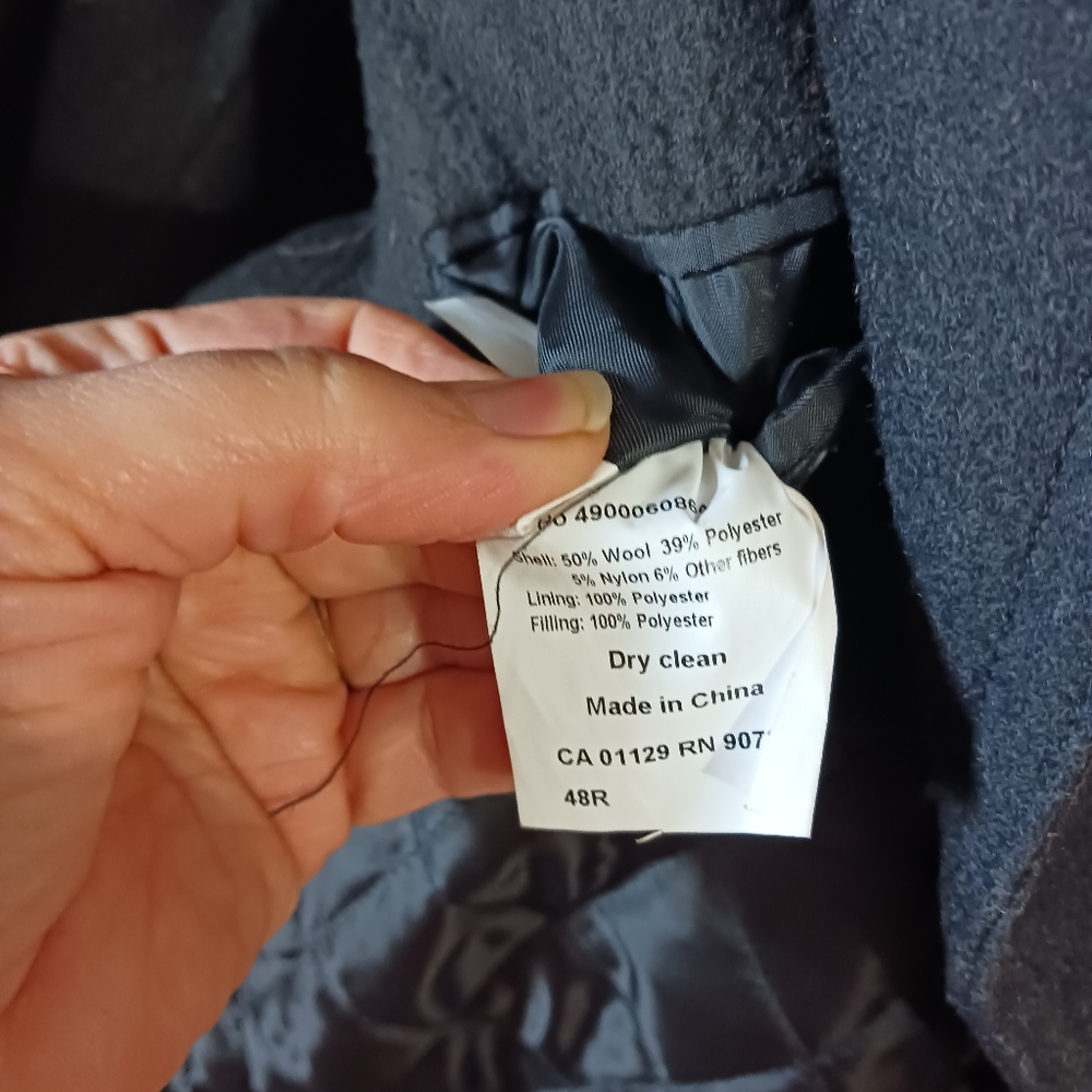 Lauren Ralph Lauren Black Wool Blend Double Breasted Over Coat Size 48R - Picture 5 of 8